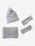 Beanie + Snood + Mittens Set in Shimmering Cable-Knit marl grey+PINK MEDIUM SOLID - vertbaudet enfant 