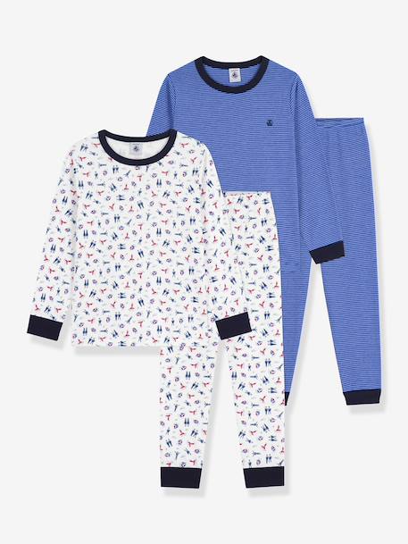 Pack of 2 Printed Cotton Pyjamas for Children, PETIT BATEAU blue - vertbaudet enfant 