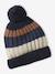 Ensemble tricolore garçon bonnet + snood + moufles/gants bleu nuit - vertbaudet enfant 