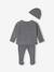 Set of 3 Knitted Items for Newborns: Cardigan + Trousers + Beanie marl grey+rose - vertbaudet enfant 