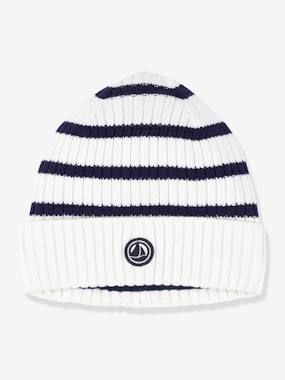 -Bonnet enfant rayé en tricot doublé polaire