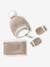 Ensemble festonné bonnet, snood et moufles bébé beige chiné - vertbaudet enfant 