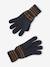 Striped Set for Boys: Beanie + Snood + Mittens/Gloves chambray blue+khaki - vertbaudet enfant 