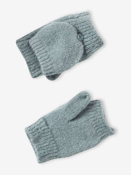 Beanie + Snood + Gloves/Mittens Set for Girls sage green - vertbaudet enfant 