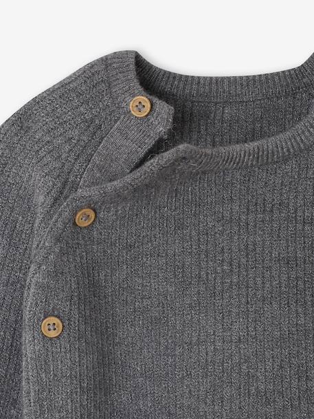 Set of 3 Knitted Items for Newborns: Cardigan + Trousers + Beanie marl grey+rose - vertbaudet enfant 