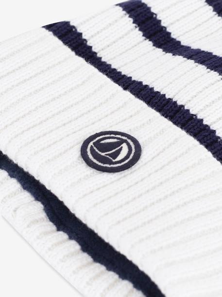 Bonnet enfant rayé en tricot doublé polaire marine - vertbaudet enfant 