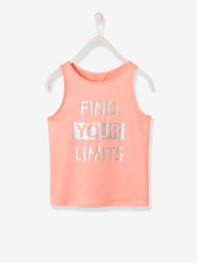 Girls-Tops-T-Shirts-Sports Top with Iridescent Inscription, for Girls