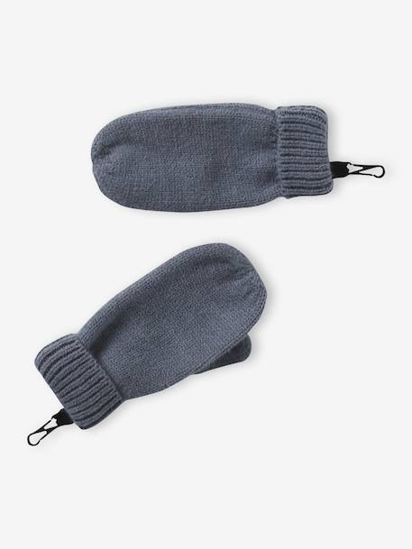 Boys' beanie + snood + mittens/gloves 'Outdoor' set grey blue+khaki - vertbaudet enfant 