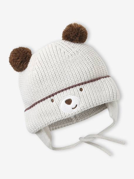 'Bear' Beanie, Snood & Mittens Set for Babies clay beige - vertbaudet enfant 