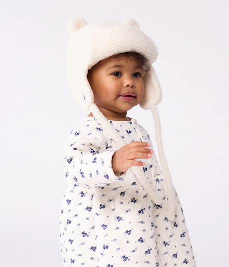 Baby trapper hat in faux fur with sherpa lining PETIT BATEAU ecru - vertbaudet enfant 