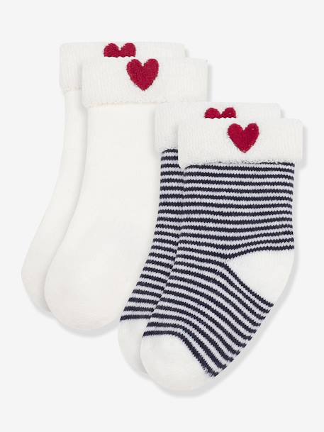 Pack of 2 pairs of baby socks in embroidered cotton PETIT BATEAU navy blue - vertbaudet enfant 