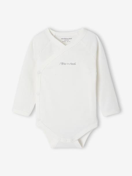 Set of 7 unisex newborn bodysuit week with ENVIE DE FRAISE messages ecru - vertbaudet enfant 