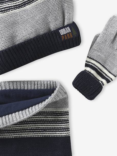 Urban Park beanie + snood + mittens/gloves set for boys marl grey - vertbaudet enfant 
