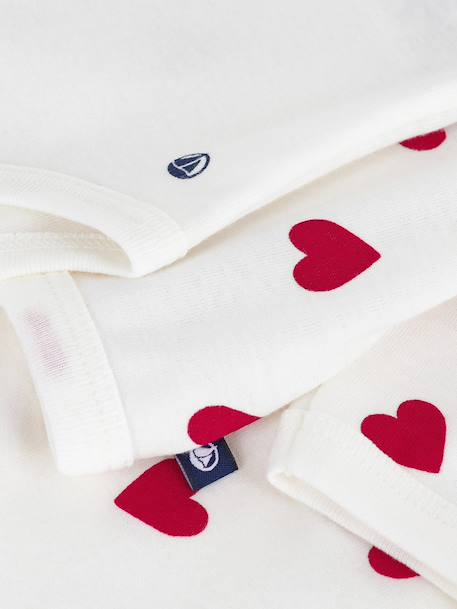 Ensemble 3 pièces imprimé coeurs bébé cardigan cache-coeur, pantalon et body blanc - vertbaudet enfant 