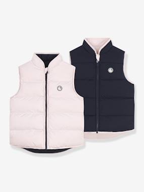 Girls-Coats & Jackets-PETIT BATEAU reversible two-tone sleeveless lightweight jacket for children 