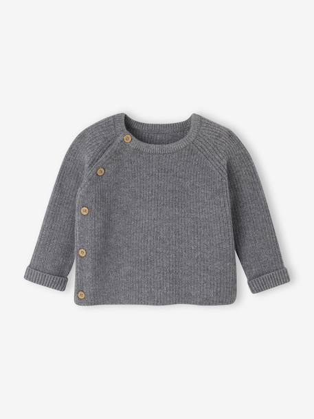 Ensemble naissance 3 pièces en tricot gilet + pantalon + bonnet gris chiné+rose - vertbaudet enfant 