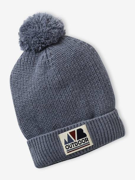 Boys' beanie + snood + mittens/gloves 'Outdoor' set grey blue+khaki - vertbaudet enfant 