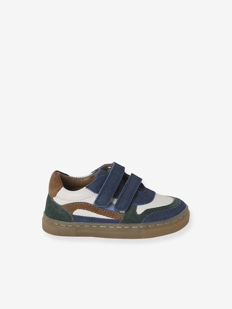 Trainers with Leather Hook-&-Loop Straps for Babies set blue - vertbaudet enfant 