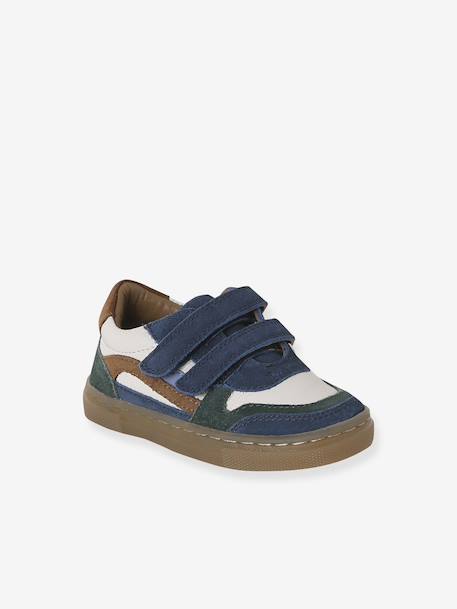 Trainers with Leather Hook-&-Loop Straps for Babies set blue - vertbaudet enfant 