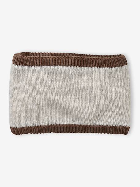 Chullo Jacquard Bear Hat, Snood & Mittens Set marl beige - vertbaudet enfant 