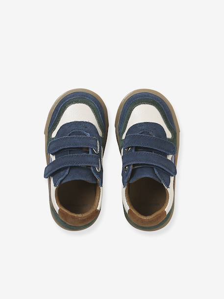 Trainers with Leather Hook-&-Loop Straps for Babies set blue - vertbaudet enfant 