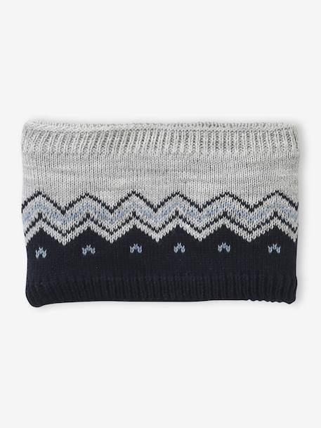Ensemble jacquard bonnet, snood et moufles bébé gris chiné - vertbaudet enfant 