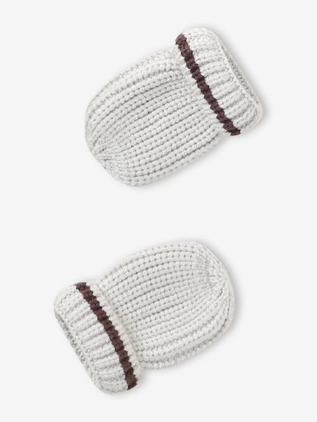 'Bear' Beanie, Snood & Mittens Set for Babies clay beige - vertbaudet enfant 