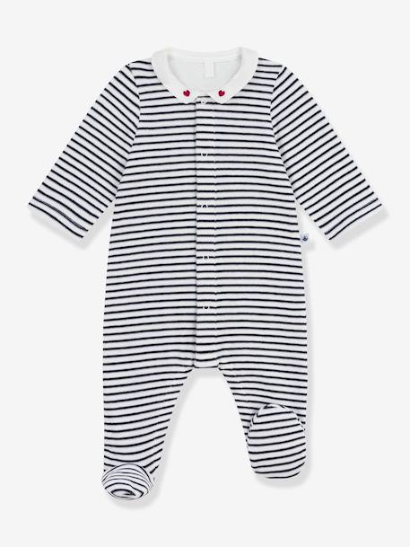 Pyjama bébé en velours à col imprimé marine - vertbaudet enfant 