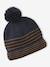Striped Set for Boys: Beanie + Snood + Mittens/Gloves chambray blue+khaki - vertbaudet enfant 