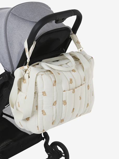 Sac à langer COLINA gaze de coton blanc+écru - vertbaudet enfant 