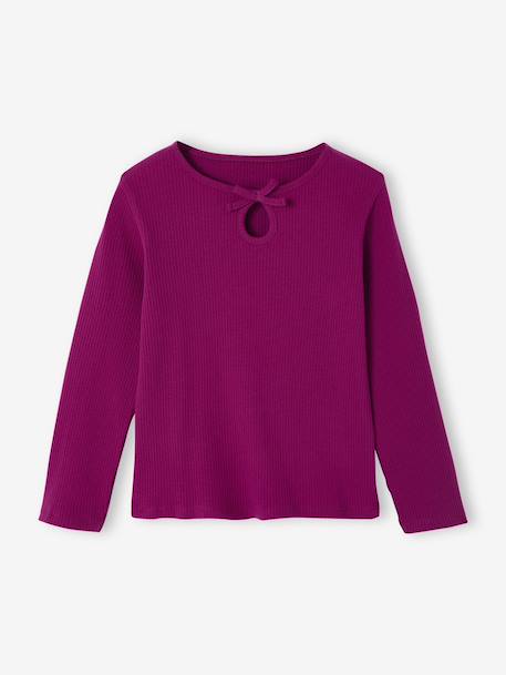 T-shirt en côtes fille manches longues marine+violine - vertbaudet enfant 