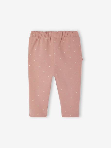 Fleece Trousers for Baby Girls old rose+rose+WHITE MEDIUM ALL OVER PRINTED - vertbaudet enfant 