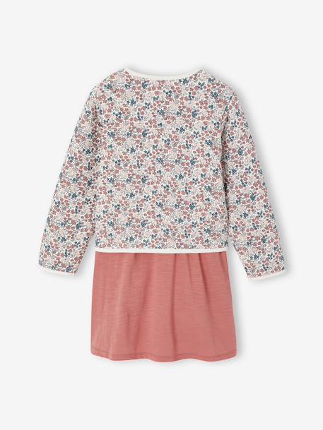 Dress & Quilted Jacket Set for Girls anthracite+dusky pink - vertbaudet enfant 