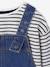 Denim Dungaree Dress & Striped T-Shirt Set for Girls medium blue - vertbaudet enfant 