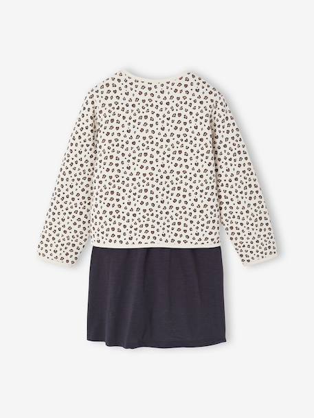 Dress & Quilted Jacket Set for Girls anthracite+dusky pink - vertbaudet enfant 