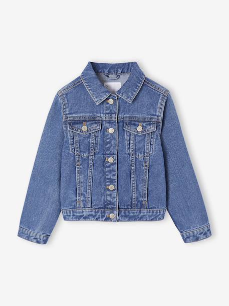 Veste jean fille personnalisable bleu clair+bleu moyen - vertbaudet enfant 
