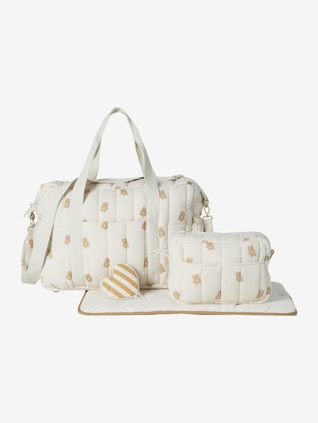 Sac à langer COLINA gaze de coton blanc+écru - vertbaudet enfant 