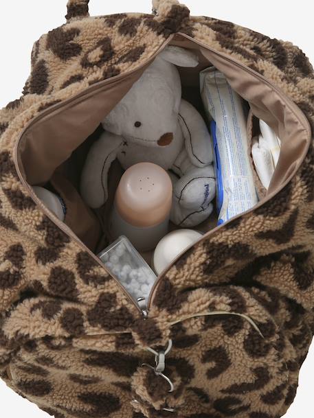 Changing Bag, Baby Roll in Plush Fabric BEIGE LIGHT SOLID+coffee - vertbaudet enfant 