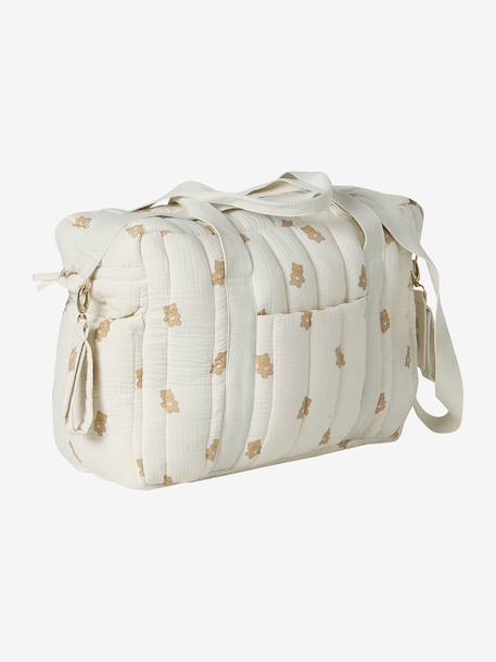 Sac à langer COLINA gaze de coton blanc+écru - vertbaudet enfant 