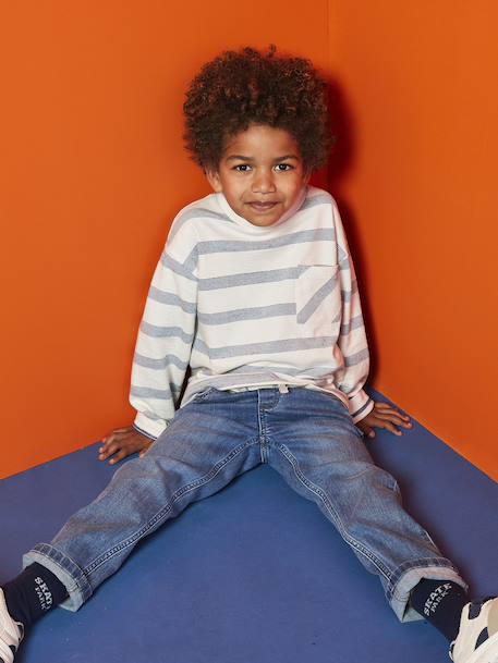 Tee-shirt manches longues effet rayé garçon rayé blanc - vertbaudet enfant 