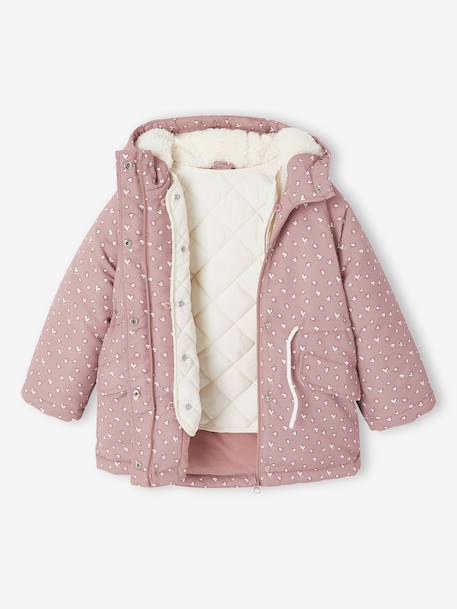 Hooded 3-in-1 Parka + Lightweight Jacket for Girls dusky pink+navy blue - vertbaudet enfant 