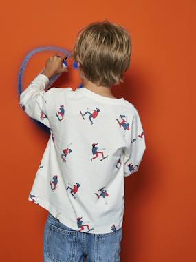 Long-Sleeved T-Shirt with a HAPPY LA Print for Boys - vertbaudet enfant