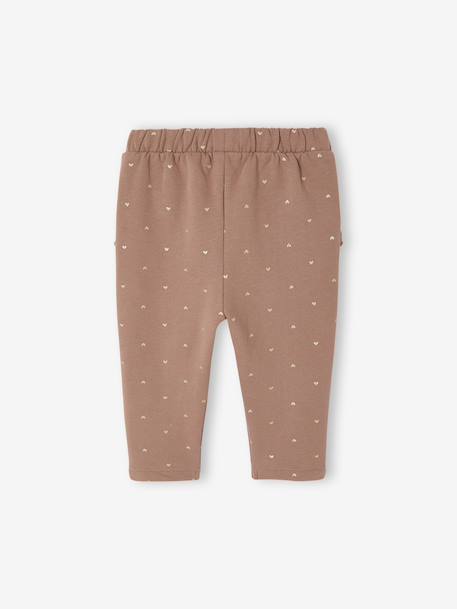 Fleece Trousers for Baby Girls old rose+rose+rust+WHITE MEDIUM ALL OVER PRINTED - vertbaudet enfant 