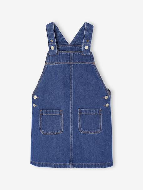 Denim Dungaree Dress & Striped T-Shirt Set for Girls medium blue - vertbaudet enfant 