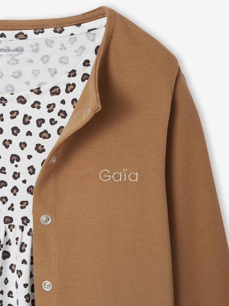 Ensemble fille cardigan et robe imprimée fleurs camel+vert de gris - vertbaudet enfant 