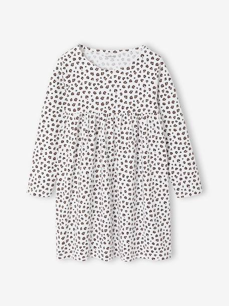 Ensemble fille cardigan et robe imprimée fleurs camel+vert de gris - vertbaudet enfant 