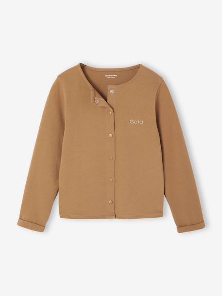 Ensemble fille cardigan et robe imprimée fleurs camel+vert de gris - vertbaudet enfant 