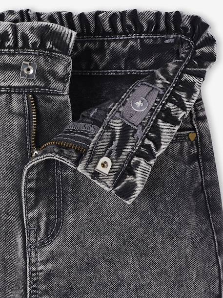 Jean fille mom poches coeur denim gris+gris+stone - vertbaudet enfant 