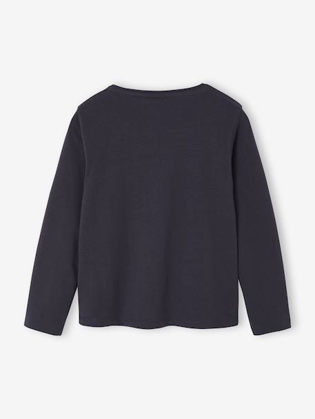 Basics Long Sleeve Top for Girls, Glittery Heart anthracite+coral+ecru+rosy - vertbaudet enfant 