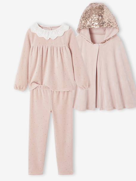 Pyjamas with Sequinned Cape for Girls rosy - vertbaudet enfant 